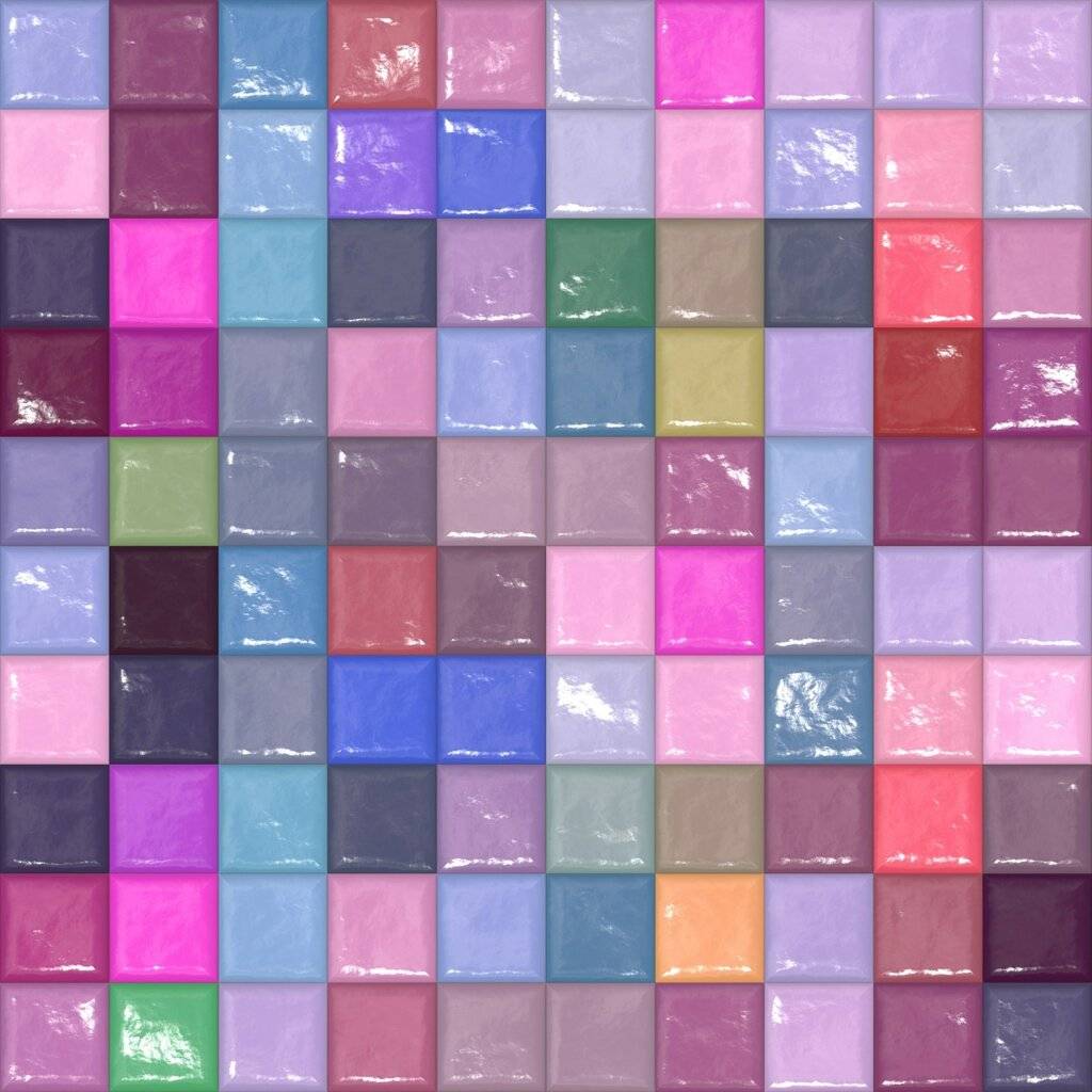 Multi-colour glossy tiles